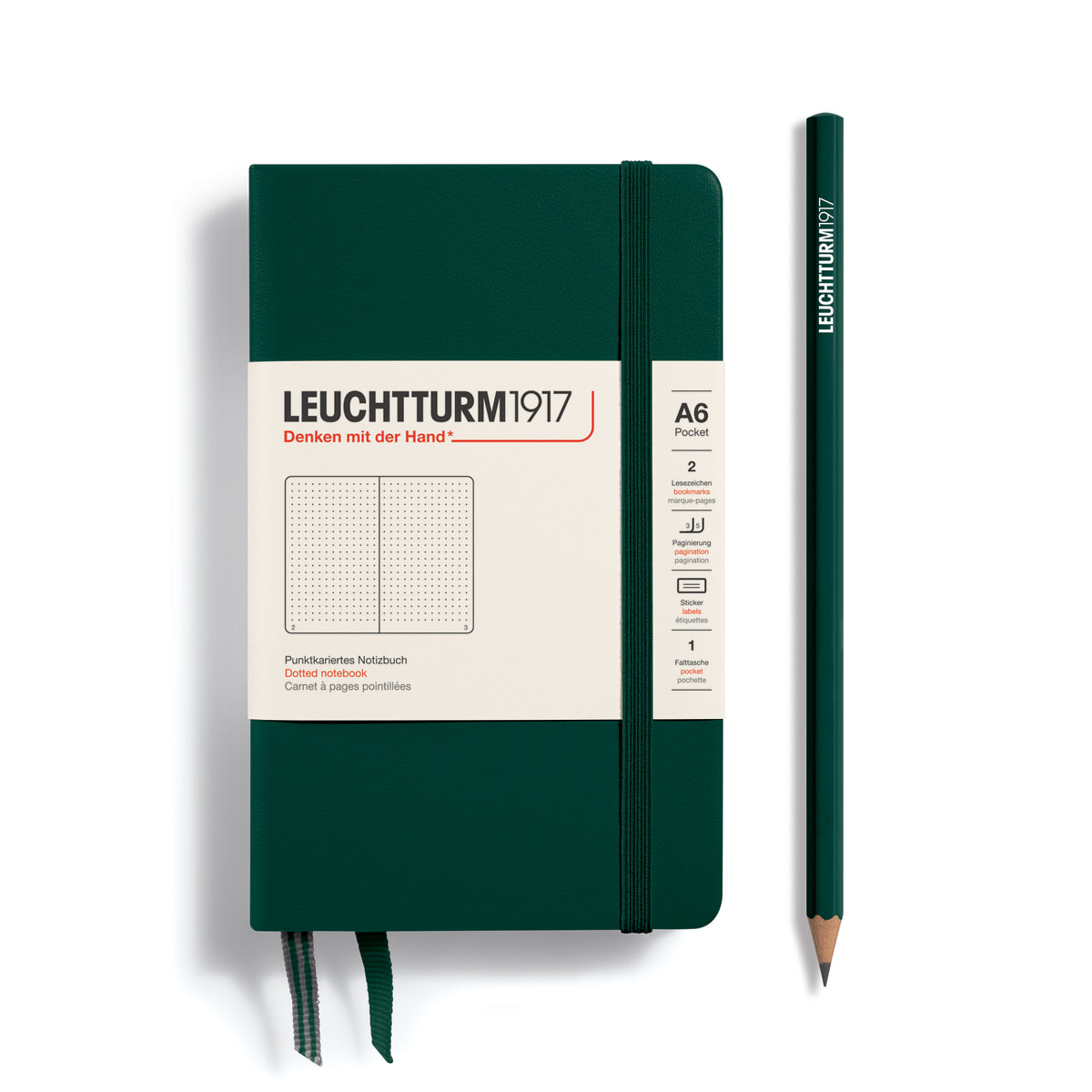 Libreta Pocket leuchtturm1917 T.Dura A6 Puntos, Forest Green