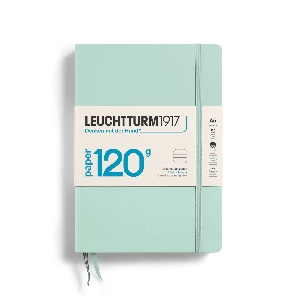 Libreta leuchtturm1917 120G Edition A5 Líneas, Mint Green1