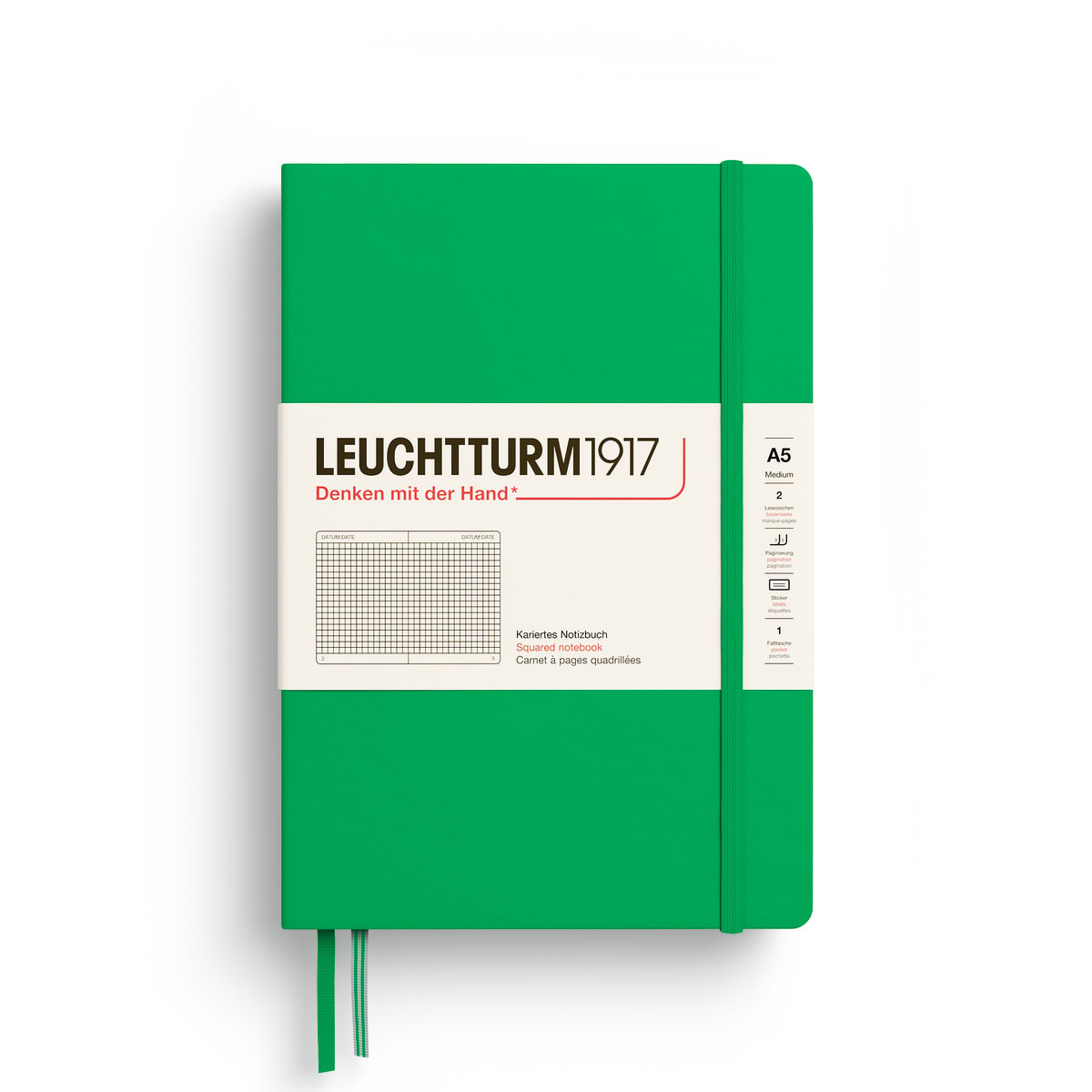 Libreta leuchtturm1917 T.Dura Mediana A5 Cuadros Spring Leaf1