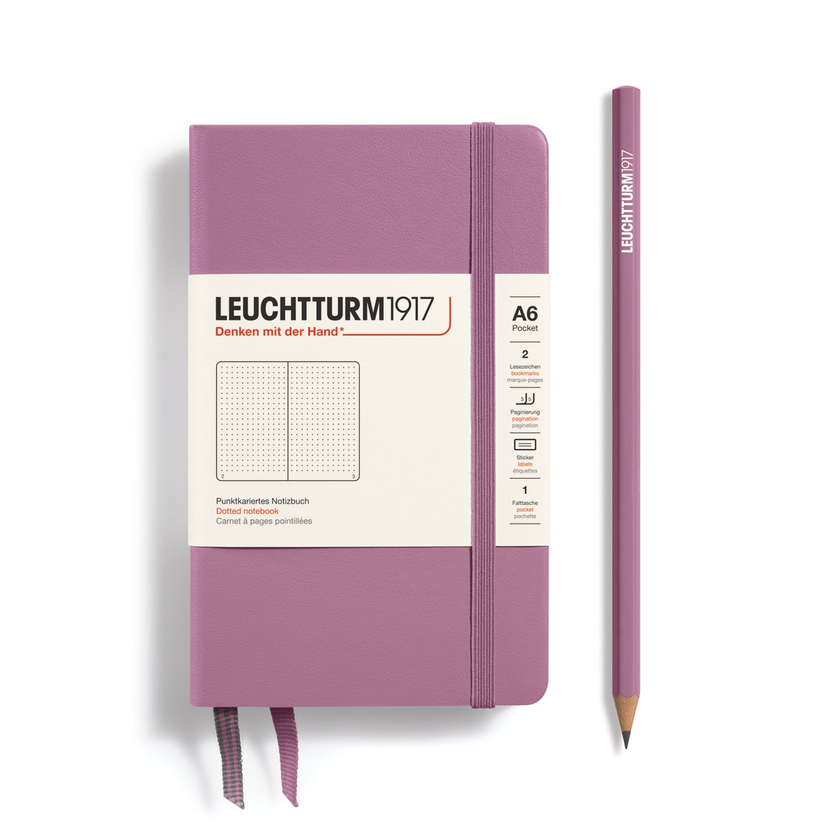 Libreta Pocket leuchtturm1917 Tapa Dura A6 Puntos Dusty Rose1