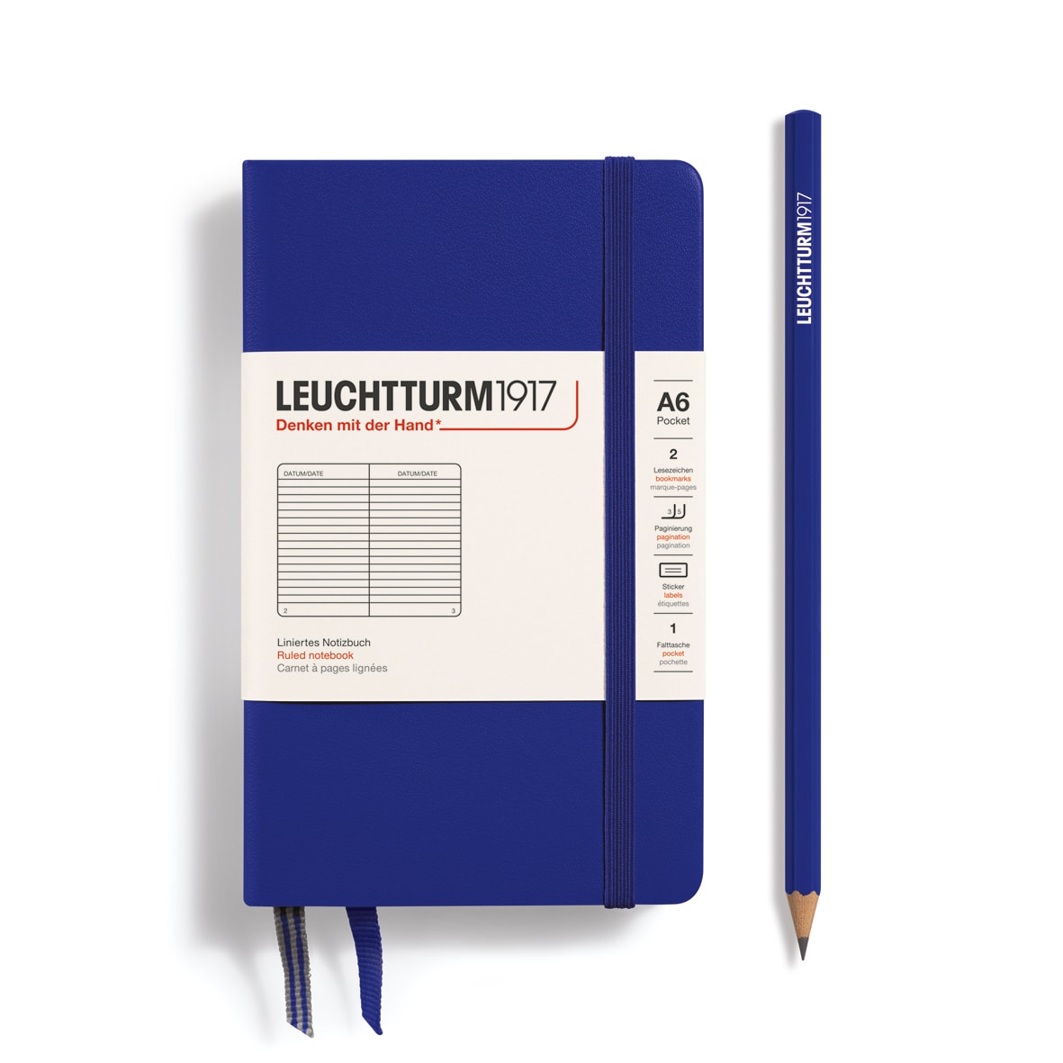 Libreta Pocket leuchtturm1917 Tapa Dura A6 187P Líneas, Ink1