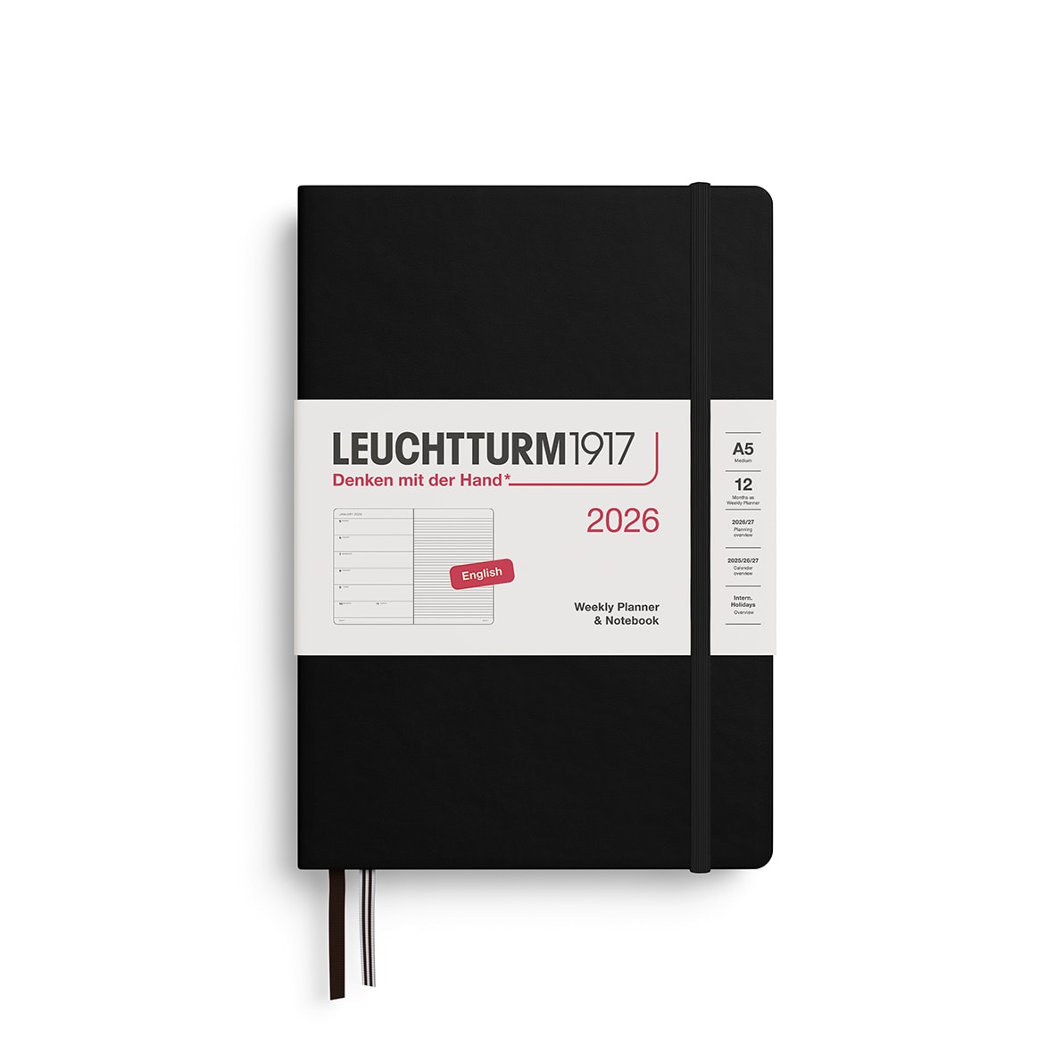Agenda Leuchtturm1917 2026 Semanal &Libreta Mediana A5 Black1
