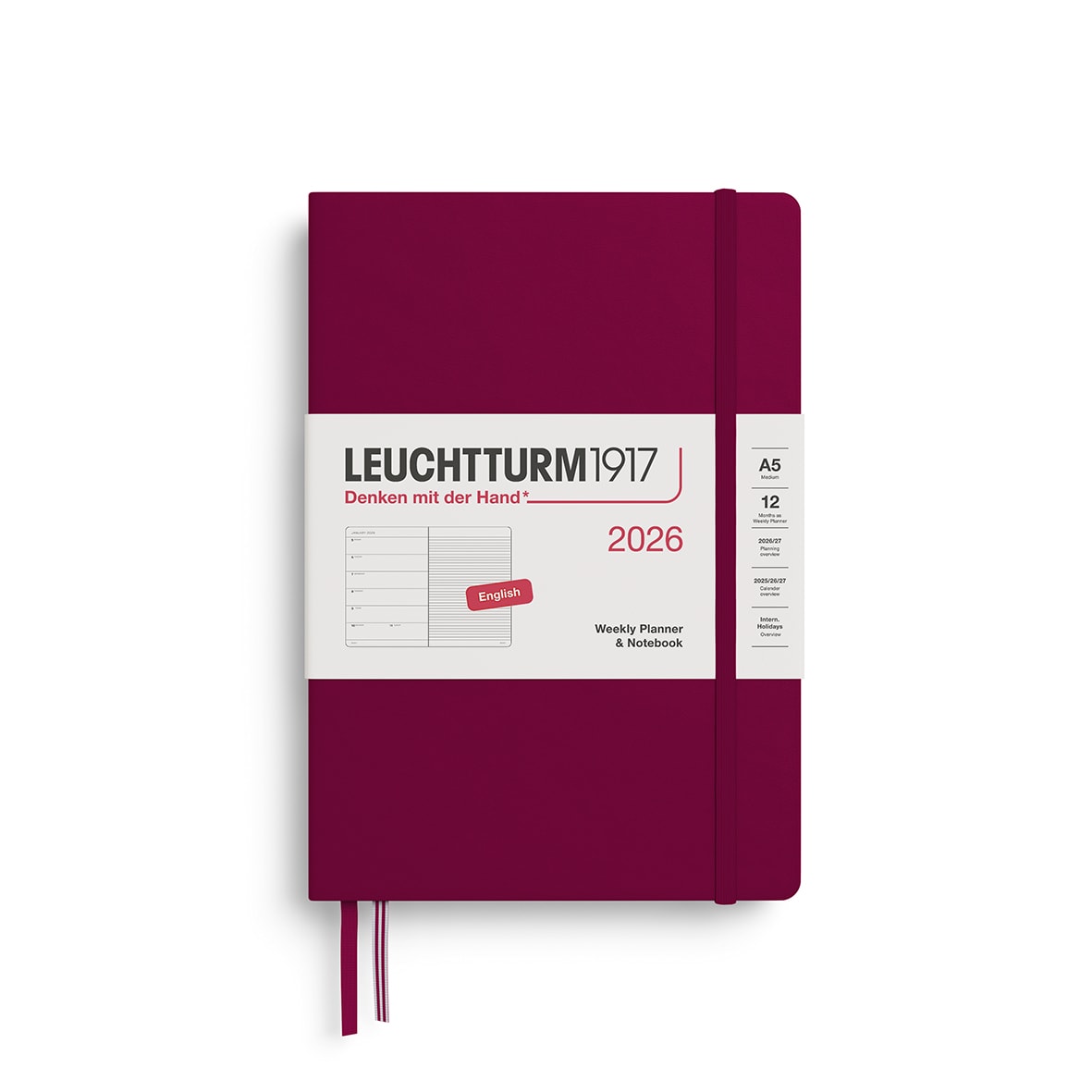 Agenda 2026 Semanal & Libreta Mediana A5, Port Red1