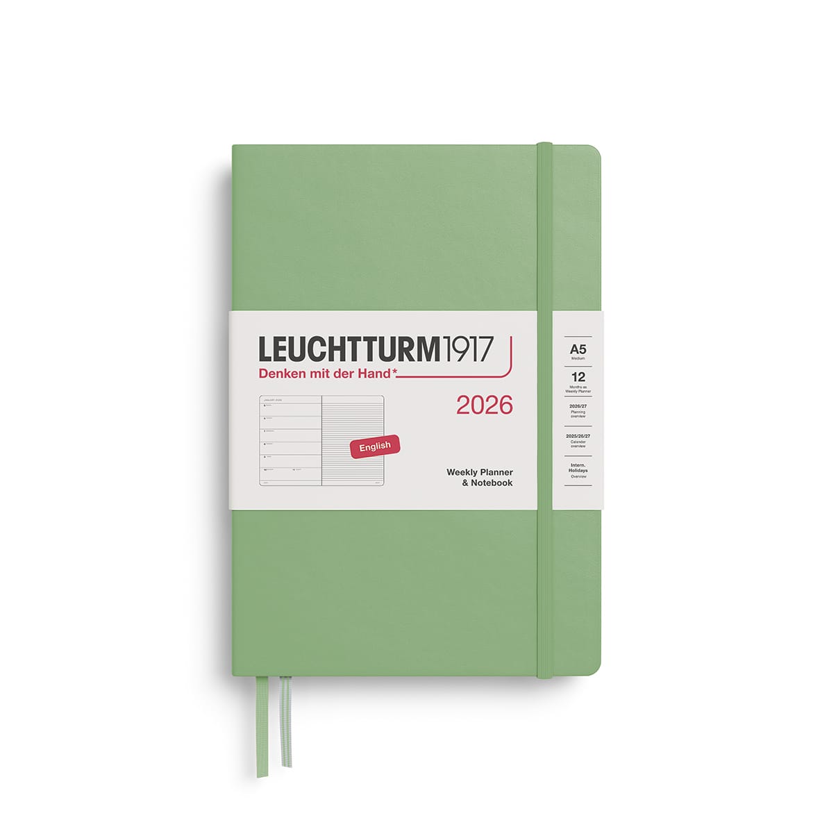 Agenda 2026 leuchtturm1917 Semanal & Libreta Mediana A5 Sage1
