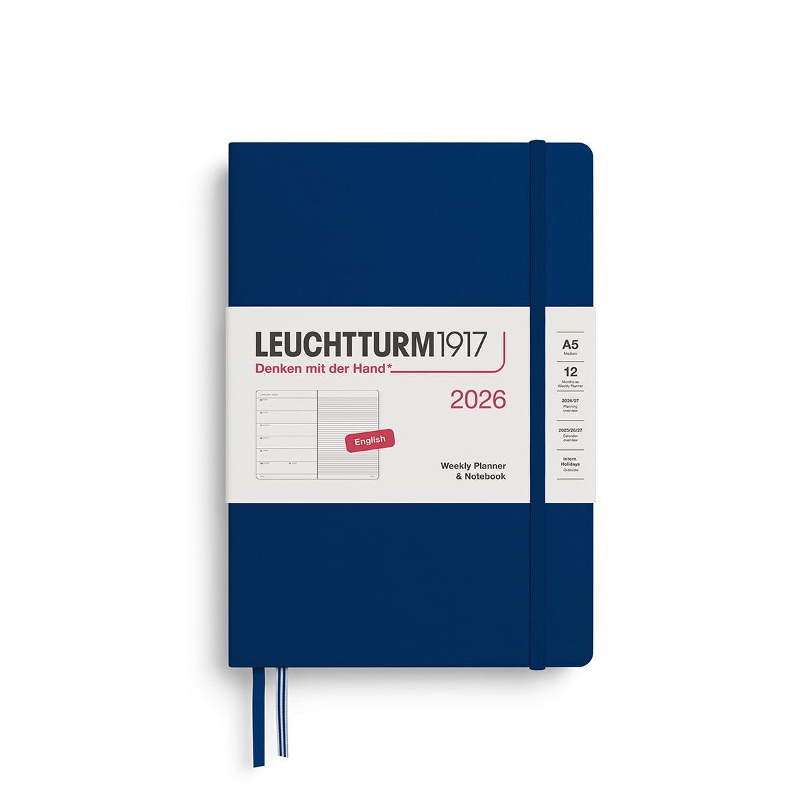 Agenda 2026 leuchtturm1917 Semanal & Libreta Mediana A5 Navy1