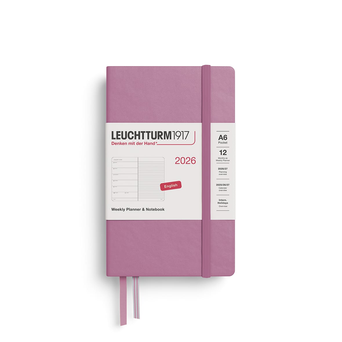Agenda 2026 leuchtturm1917 Semanal &Libreta Pocket A6 Rosado1