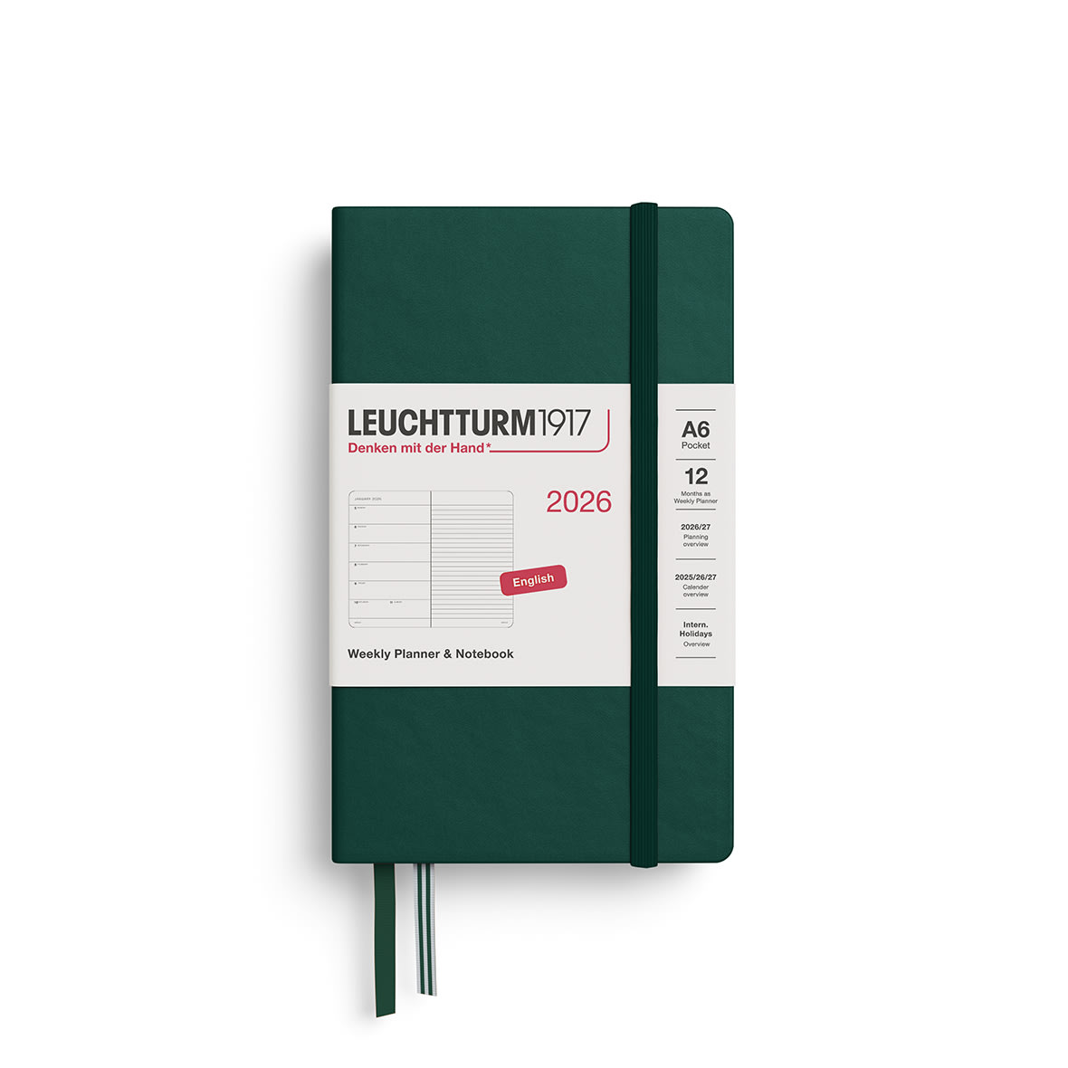 Agenda 2026 leuchtturm1917 Semanal & Libreta Pocket A6, Verde1