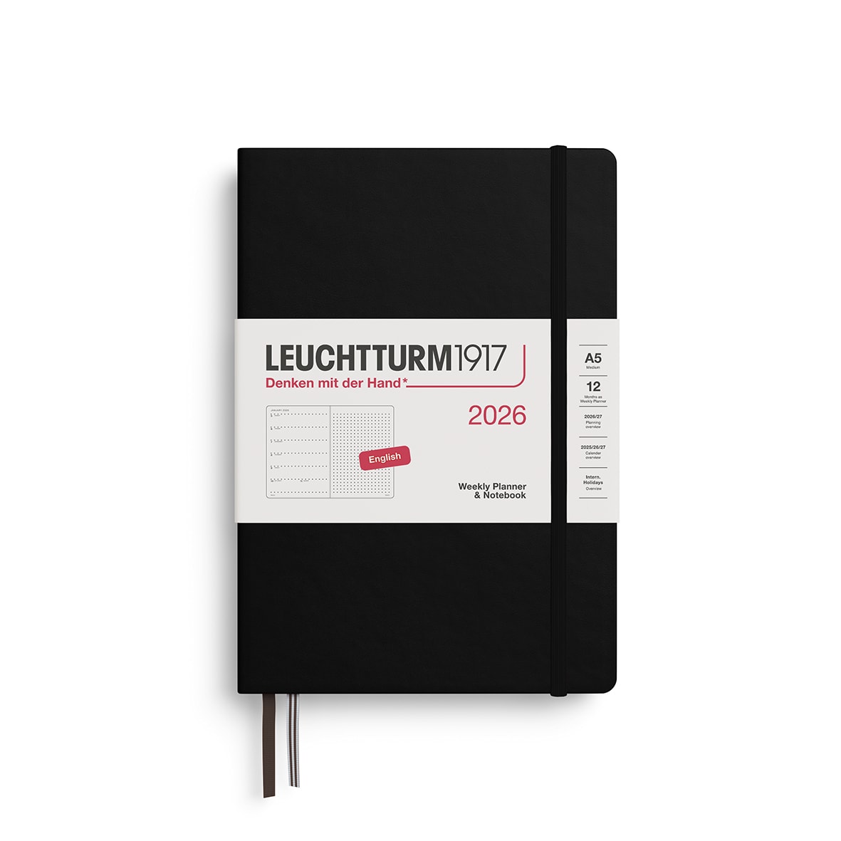 Agenda 2026 leuchtturm1917 Semanal &Libreta Mediana A5 Black1
