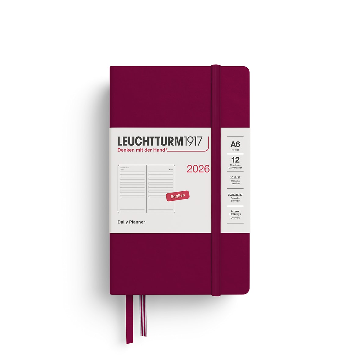 Agenda 2026 leuchtturm1917 Diaria Pocket A6, Port Red1