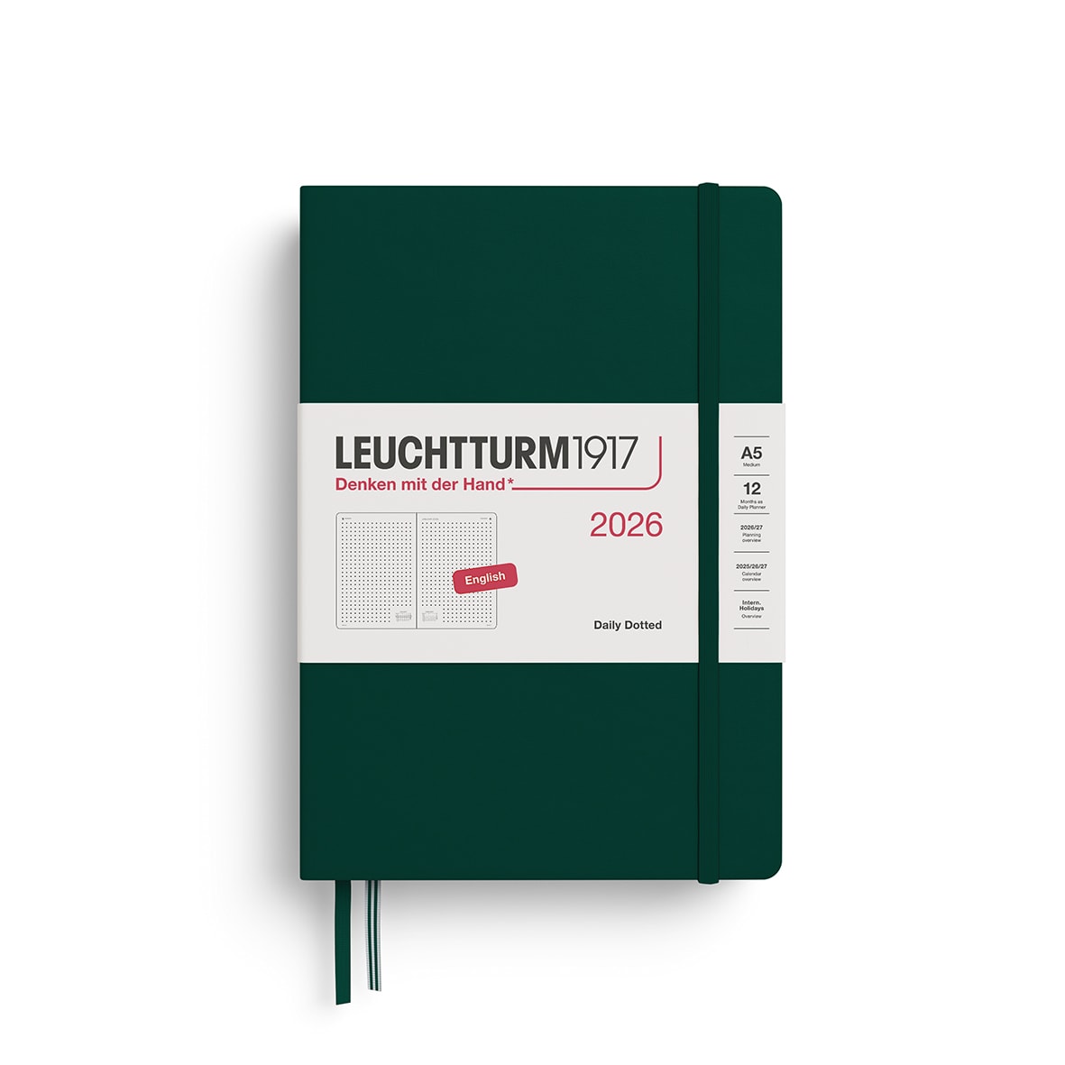 Agenda 2026 leuchtturm1917 Diaria Mediana A5 Puntos, Forest Green1