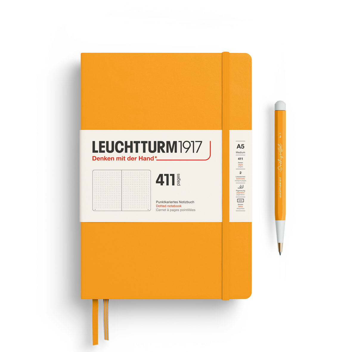Libreta Mediana leuchtturm1917 A5 Tapa Dura 411 Páginas Puntos, Rising Sun1