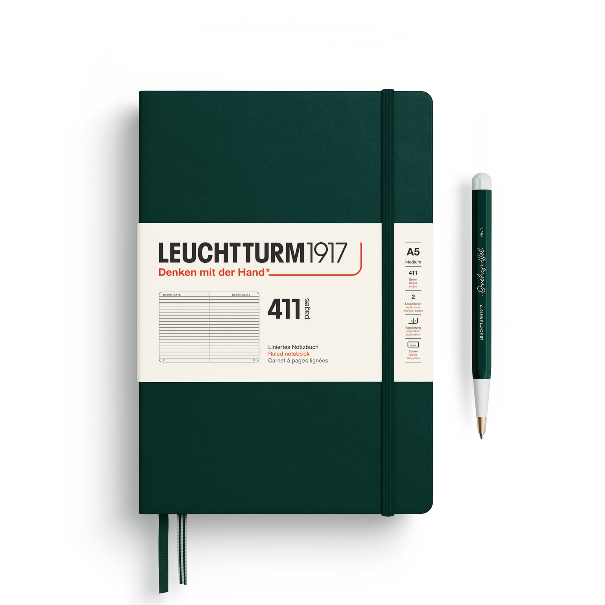Libreta Mediana leuchtturm1917 A5 T.Dura Líneas Forest Green1