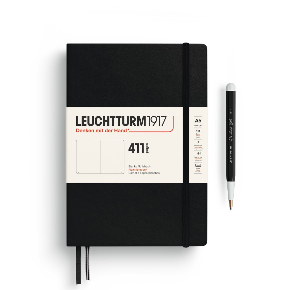 Libreta Mediana leuchtturm1917 A5 Tapa Dura Croquis, Black