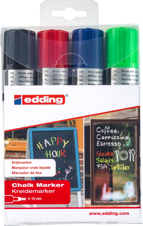 Set 4 Marcadores tiza Edding E-4090 colores1