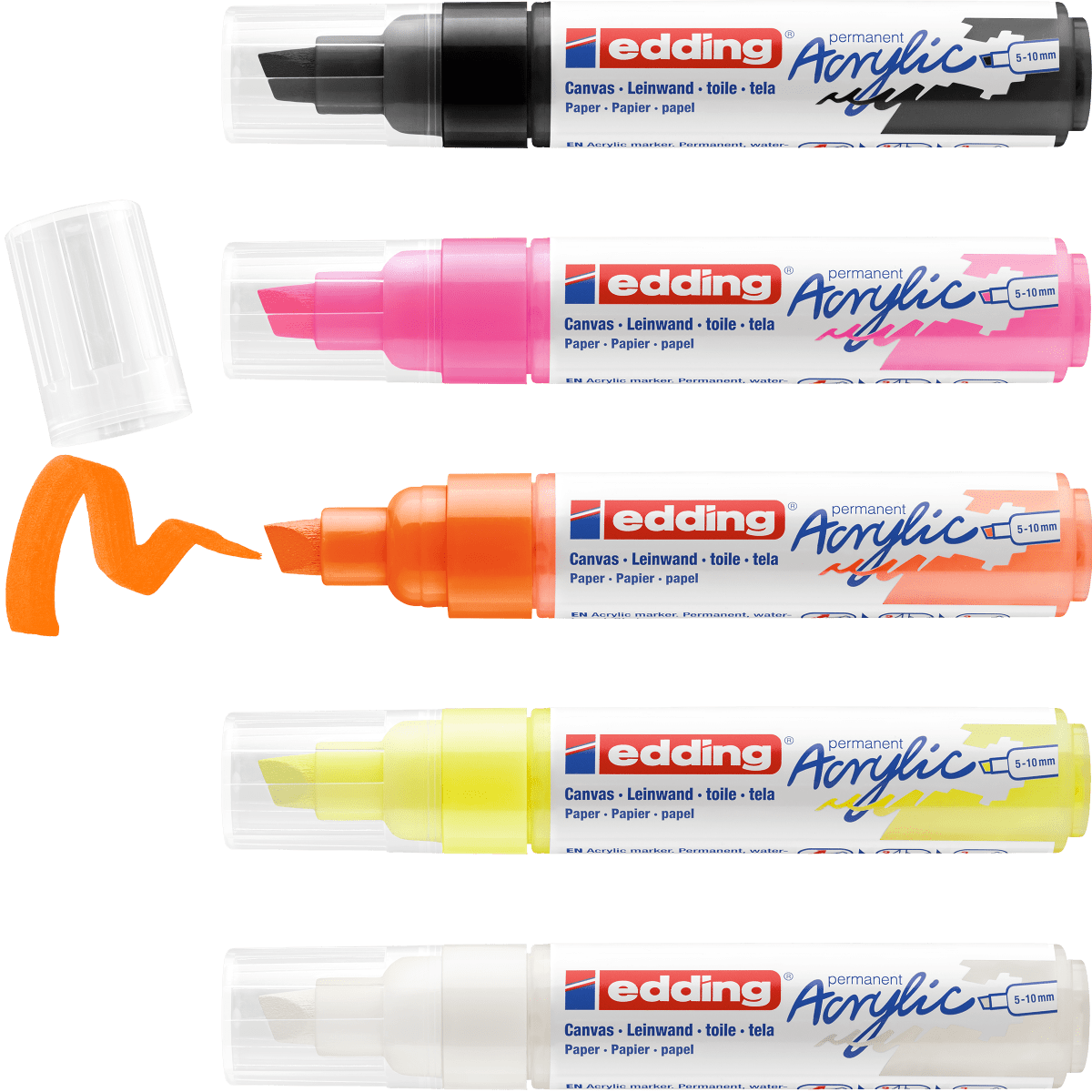 Set 5 Marcadores Acrílico trazo grueso Edding e-5000 Color neón