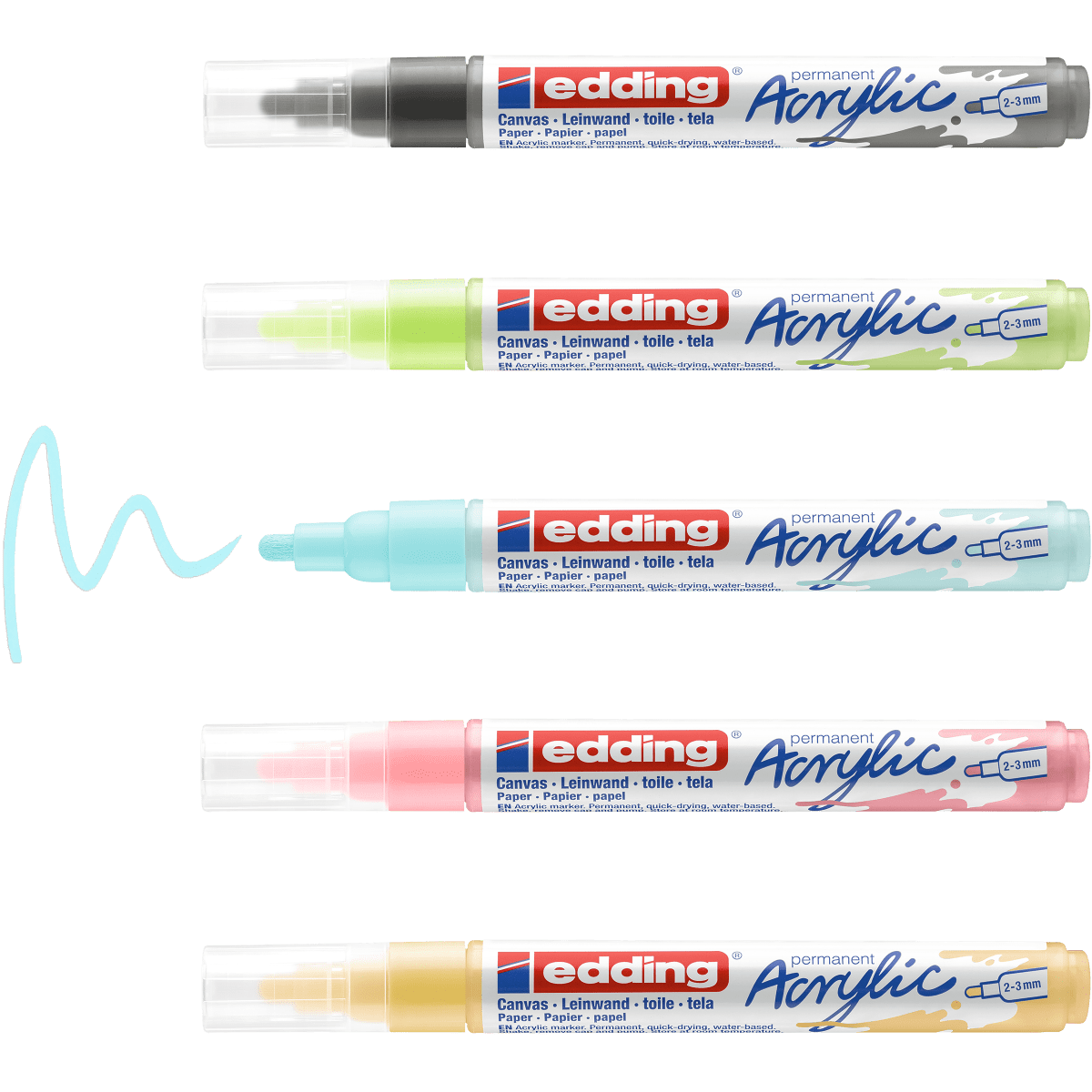 Set 5 Marcadores Acrílico trazo medio Edding 51002
