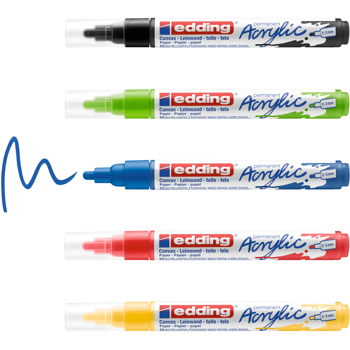 Set 5 Marcadores Edding Acrílico e-5100 Colores básicos2