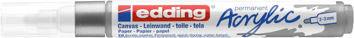Marcador Acrílico trazo medio Edding e-5100 Plateado1