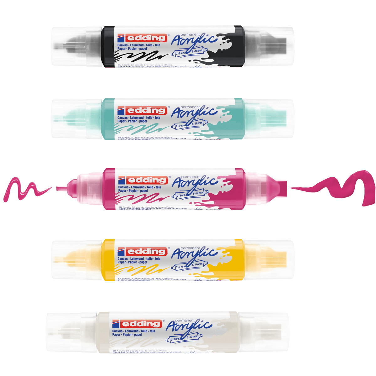 Set 5 Marcadores acrílico 3D edding 5400 punta doble2