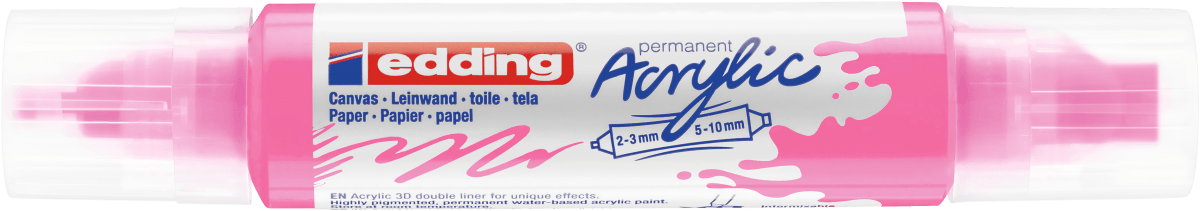 Marcador acrílico 3D edding 5400 punta doble Rosado neón1