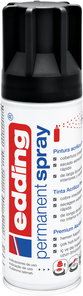 Spray permanente de pintura acrílica de alta gama Edding E-5200 Negro Mate1