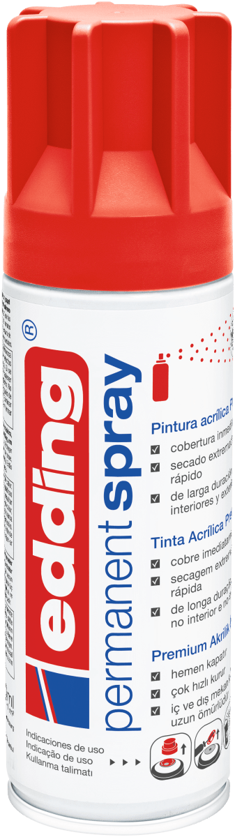 Spray permanente de pintura acrílica de alta gama Edding E-5200 Rojo Mate1