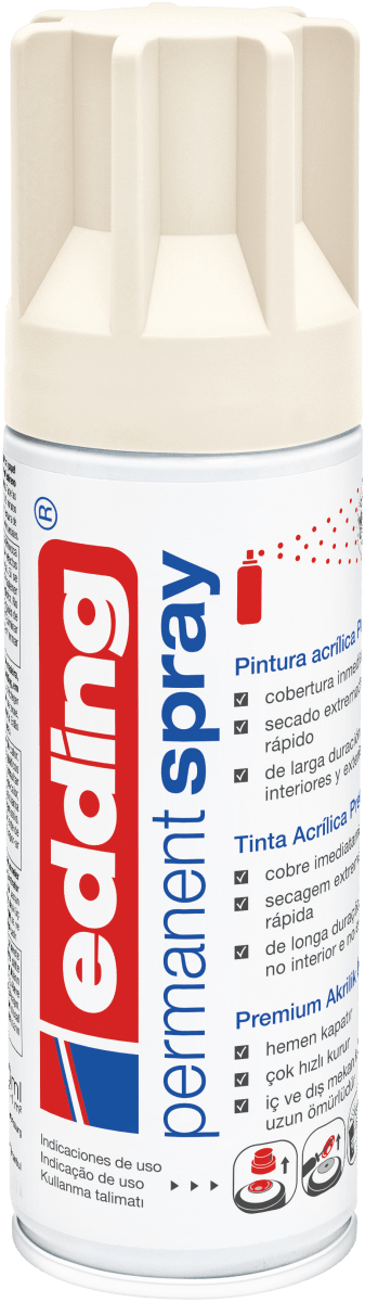 Spray permanente de pintura acrílica de alta gama Edding E-5200 Blanco crema Mate1