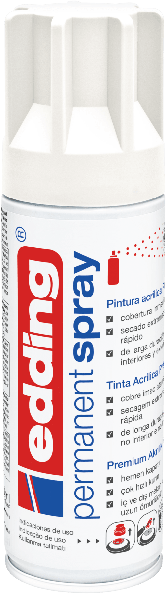 Spray permanente de pintura acrílica de alta gama Edding E-5200 Blanco Mate1