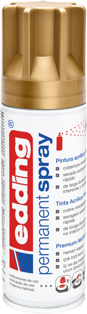 Spray permanente de pintura acrílica de alta gama Edding E-5200 Dorado Mate