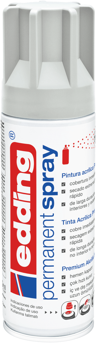 Spray permanente de pintura acrílica de alta gama Edding E-5200 Gris claro Mate1