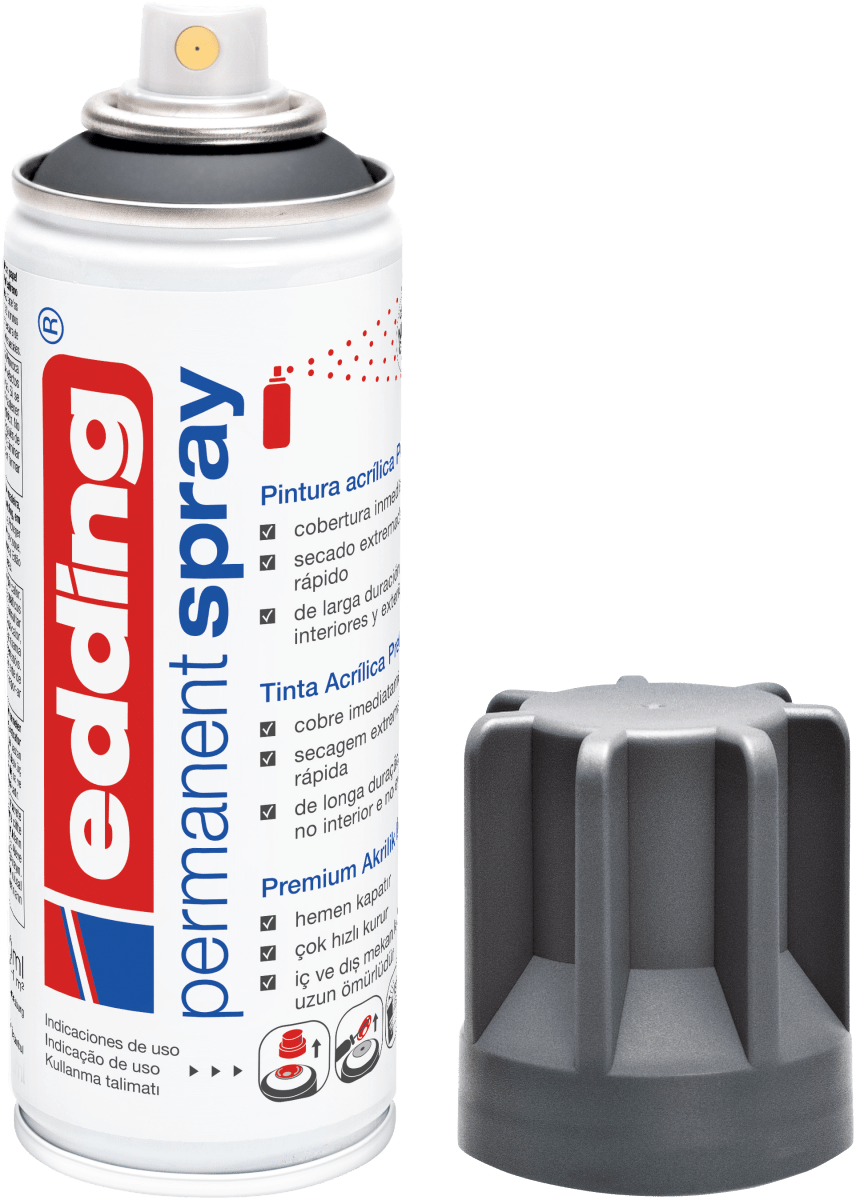 Spray permanente de pintura acrílica de alta gama Edding E-5200 Gris oscuro Mate2