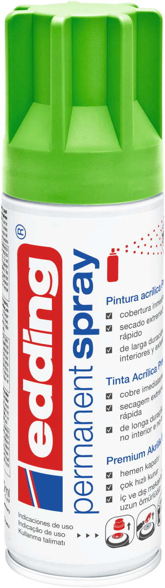 Spray permanente de pintura acrílica de alta gama Edding E-5200 Verde limón Mate1