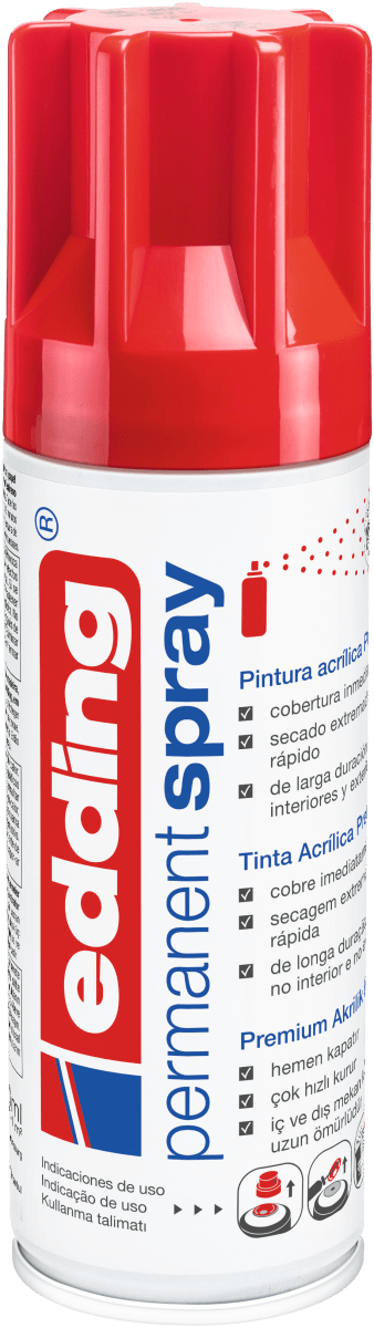 Spray permanente de pintura acrílica de alta gama Edding E-5200 Rojo Brillante1