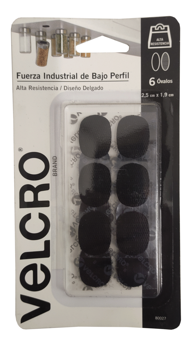 Sujetador Con Adhesivo 6 Ovalos 2.5 Cms X 1.9 Cms Negro