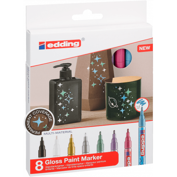 Set 8 marcadores Óleo Permanente Edding E-751 Metalico