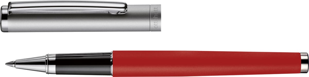 Rollerball Otto Hutt D01 Rojo Lacado Capuchón Rutenio1