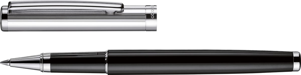 Rollerball Otto Hutt D01 Guilloche Negro Lacado Capuchón de Plata3