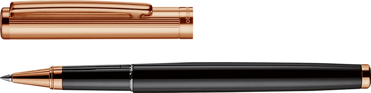 Rollerball Otto Hutt D01 Guilloche Negro Lacado Capuchón Oro Rosa3