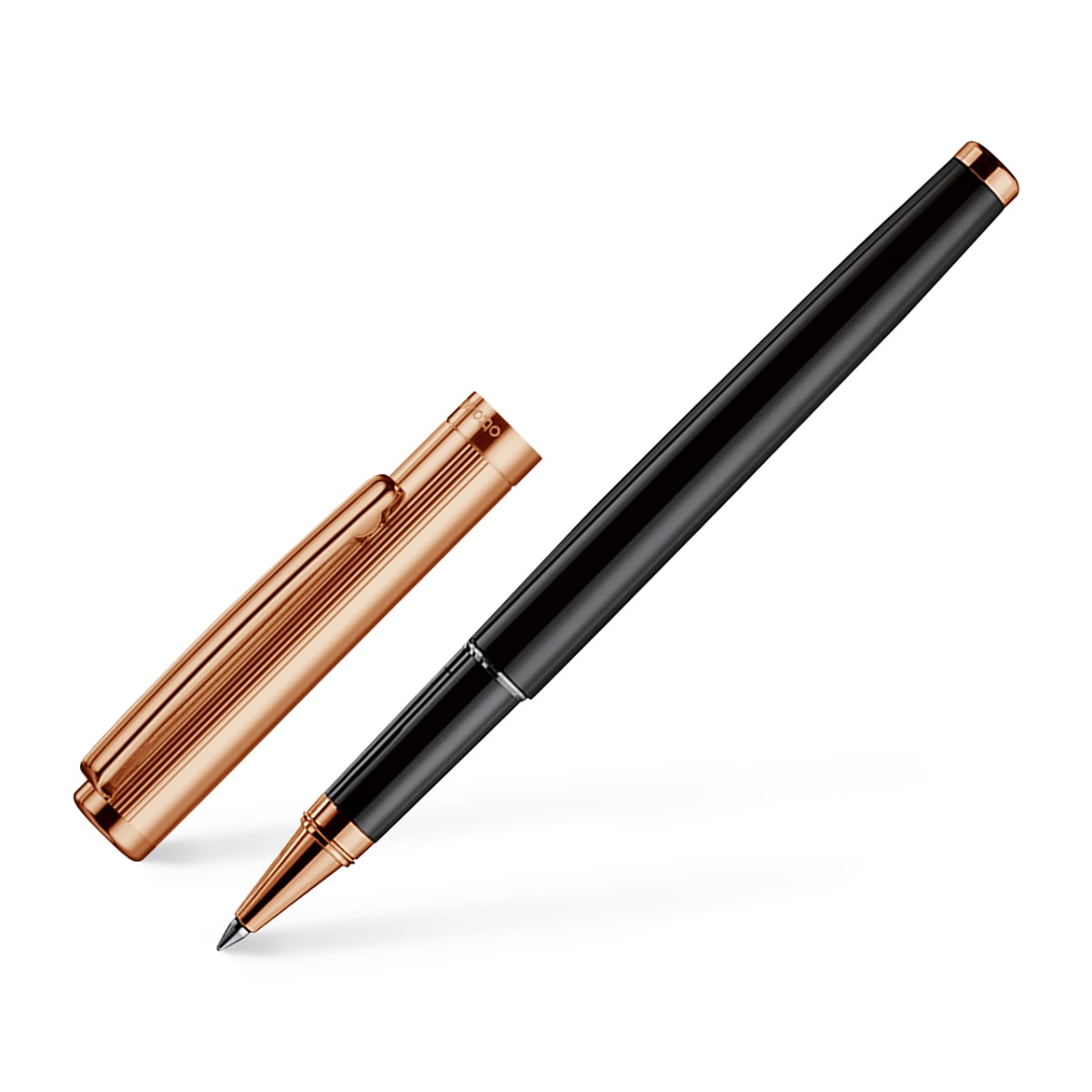Rollerball Otto Hutt D01 Guilloche Negro Lacado Capuchón Oro Rosa2