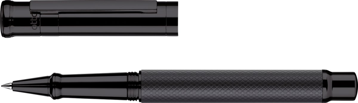 Rollerball Otto Hutt D04 Negro Lacado Mate Guilloche3