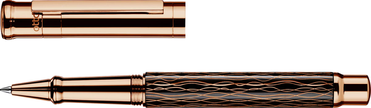 Rollerball Otto Hutt D04 Café y Capuchón Oro Rosa3