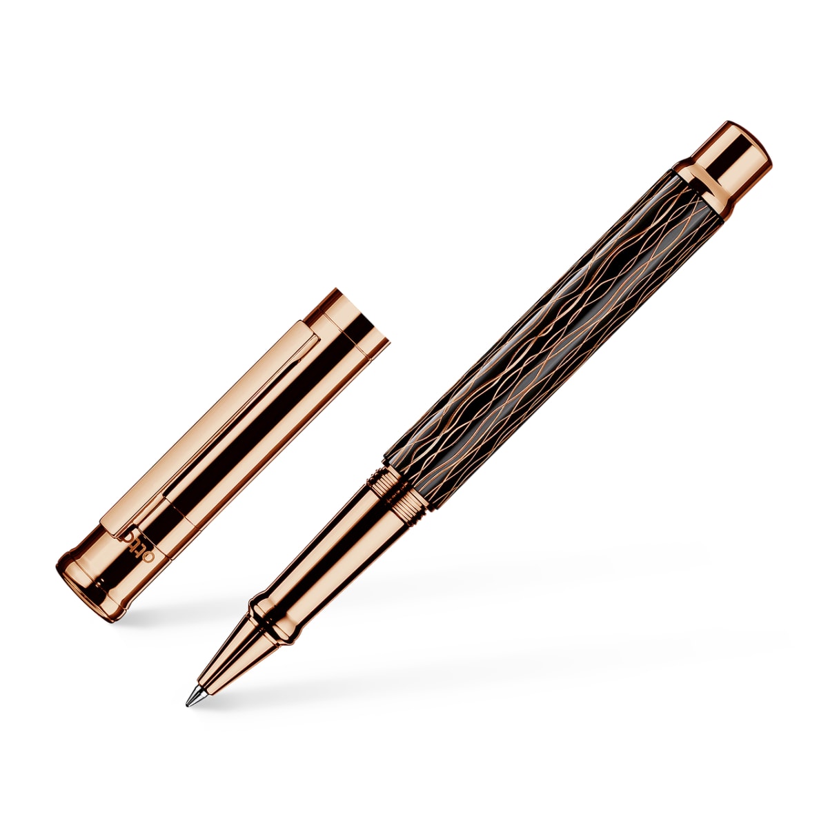 Rollerball Otto Hutt D04 Café y Capuchón Oro Rosa2