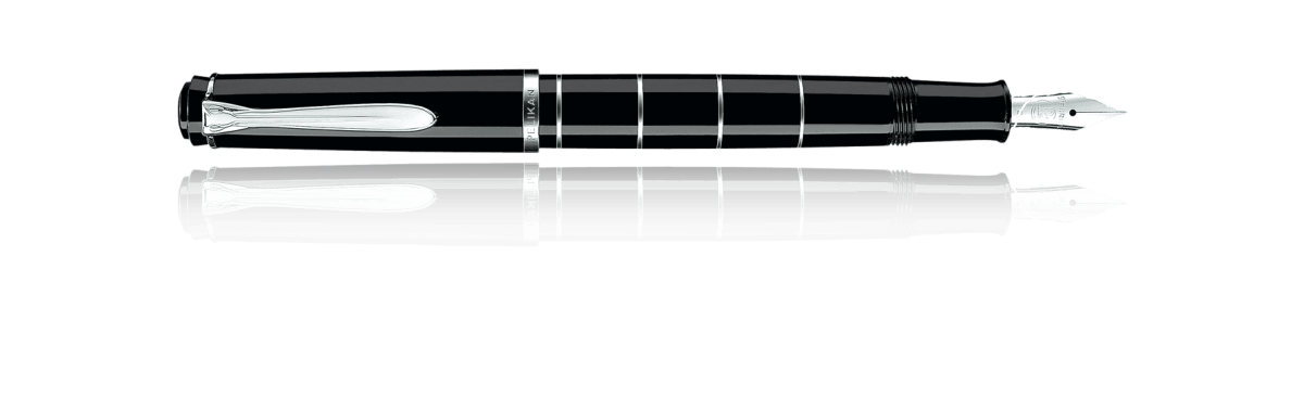 Pluma Pelikan M215 M Mecanismo de Pistón Anillos de Plata1