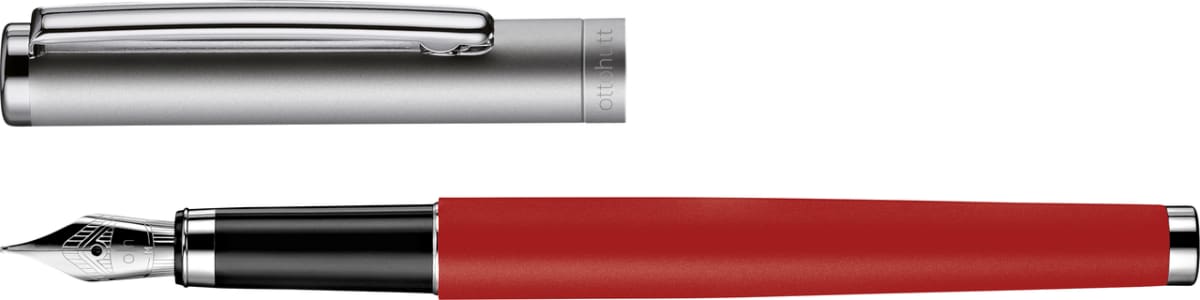 Pluma Fuente Otto Hutt D01 M Rojo Lacado Capuchón Rutenio3
