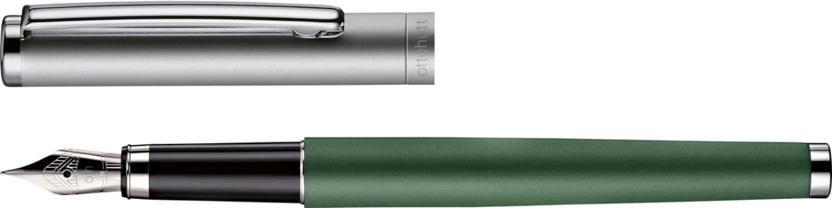 Pluma Fuente Otto Hutt D01 M Verde Lacado Capuchón Rutenio3