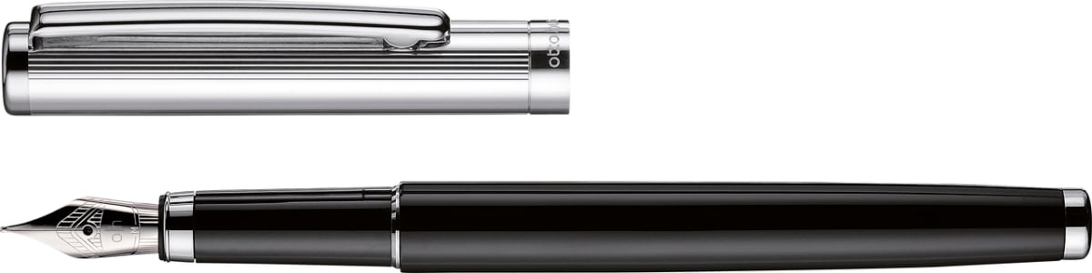 Pluma Fuente Otto Hutt D01 M Guilloche Negro Lacado Cplata3