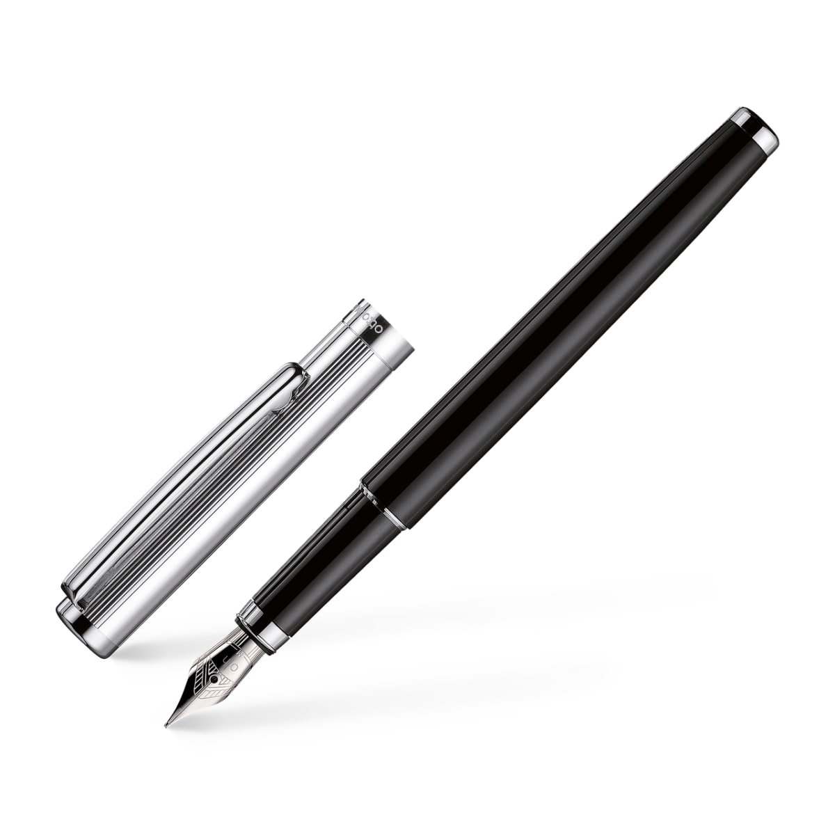 Pluma Fuente Otto Hutt D01 M Guilloche Negro Lacado Cplata2