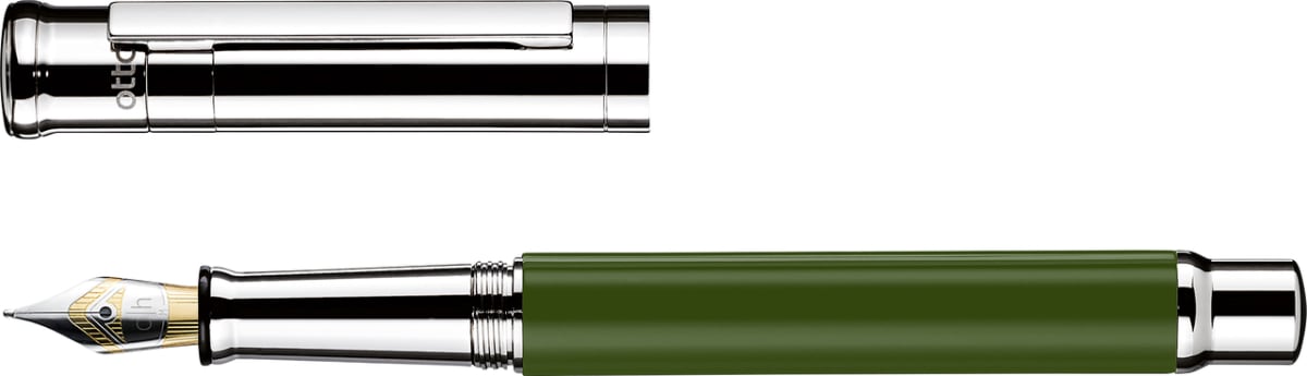 Pluma Fuente Otto Hutt D04 M Verde Lacado Acabado Brillante3