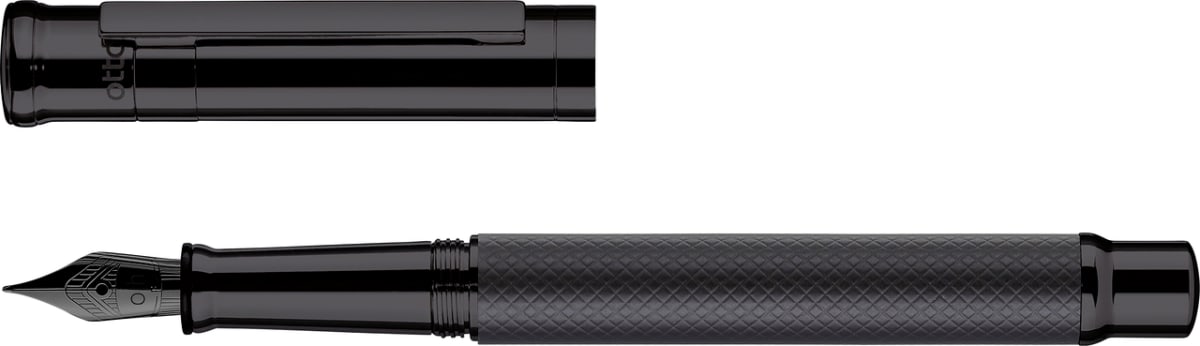 Pluma Fuente Otto Hutt D04 F Negro Lacado Mate Guilloche3