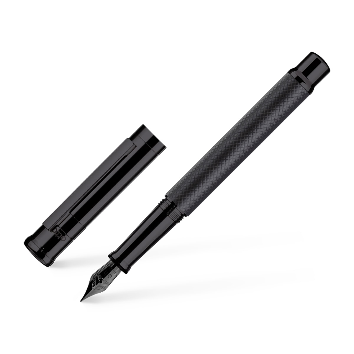 Pluma Fuente Otto Hutt D04 F Negro Lacado Mate Guilloche2